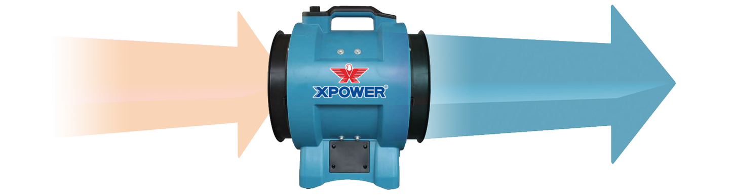 Steel Blue XPOWER X-12 Variable Speed 12" Diameter Industrial Confined Space Ventilator Fan