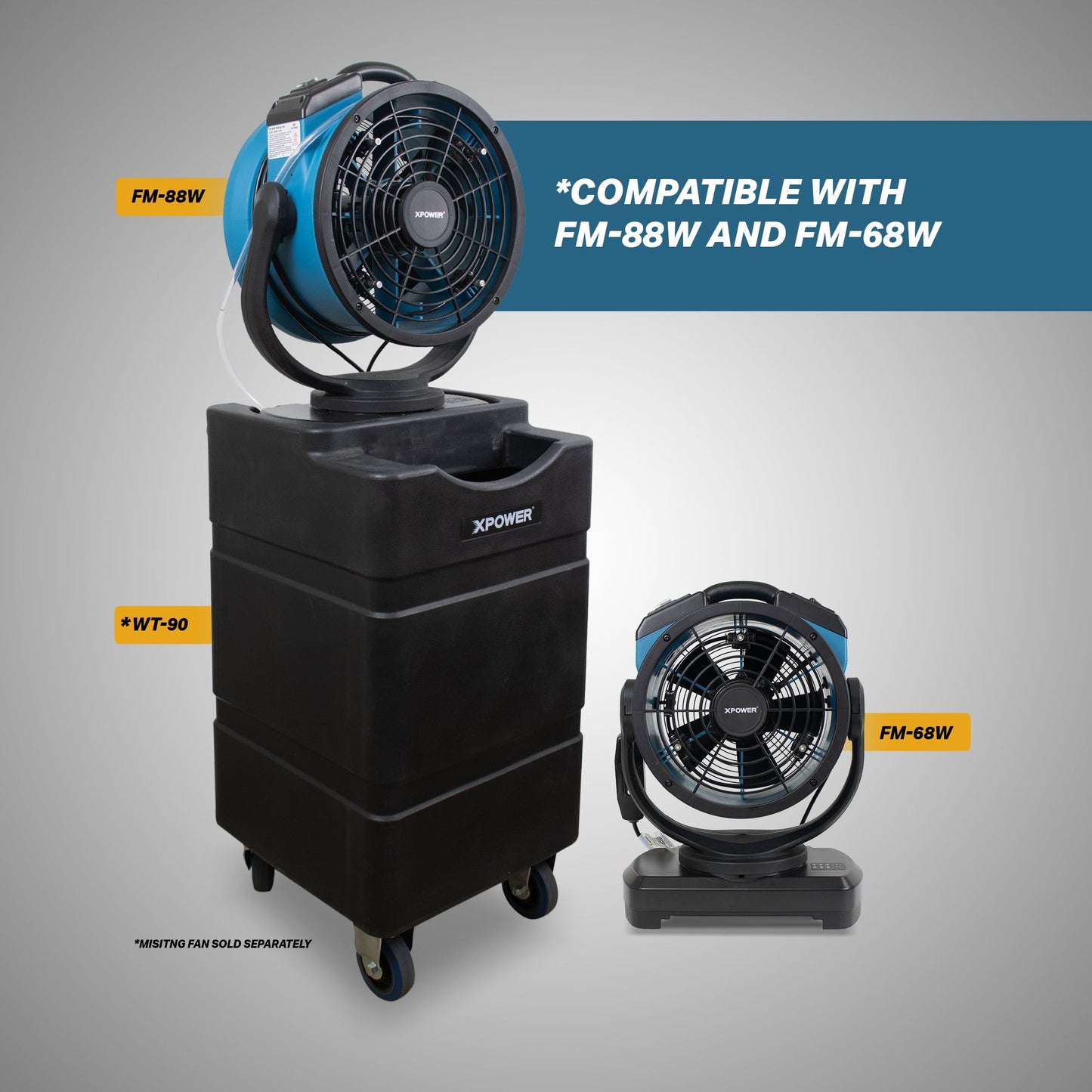 Gray XPOWER WT-90 Portable Mobile Water Reservoir Tank for FM-68W