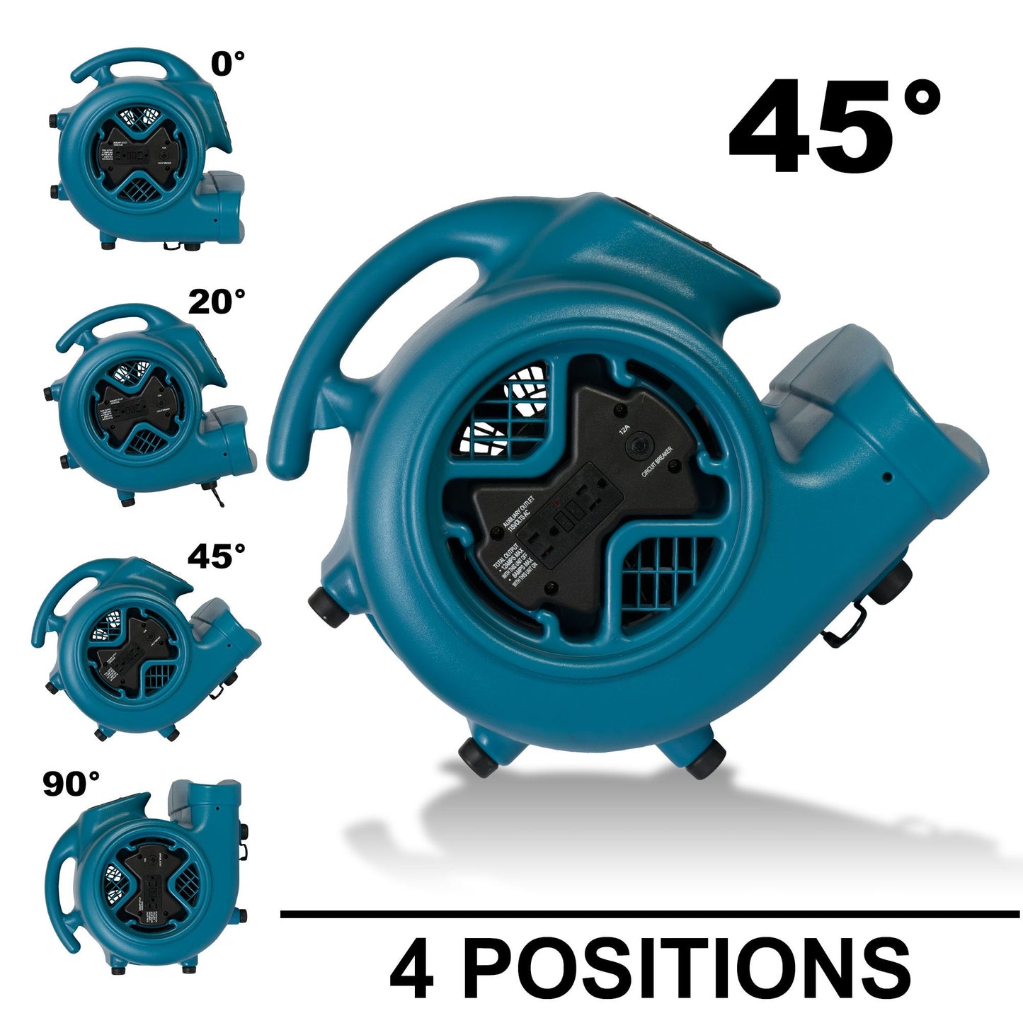 Dark Cyan XPOWER X-600A 1/3 HP 2400 CFM 3 Speed Air Mover