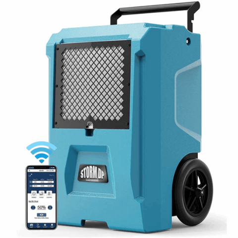 Steel Blue AlorAir Storm DP Single Voltage Smart WiFi Commercial Dehumidifier