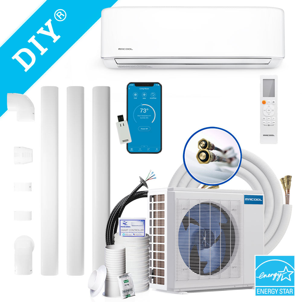 Light Sea Green MRCOOL® E Star DIY 4th Gen 12k BTU Ductless Mini-Split Heat Pump Complete System 115V/60Hz