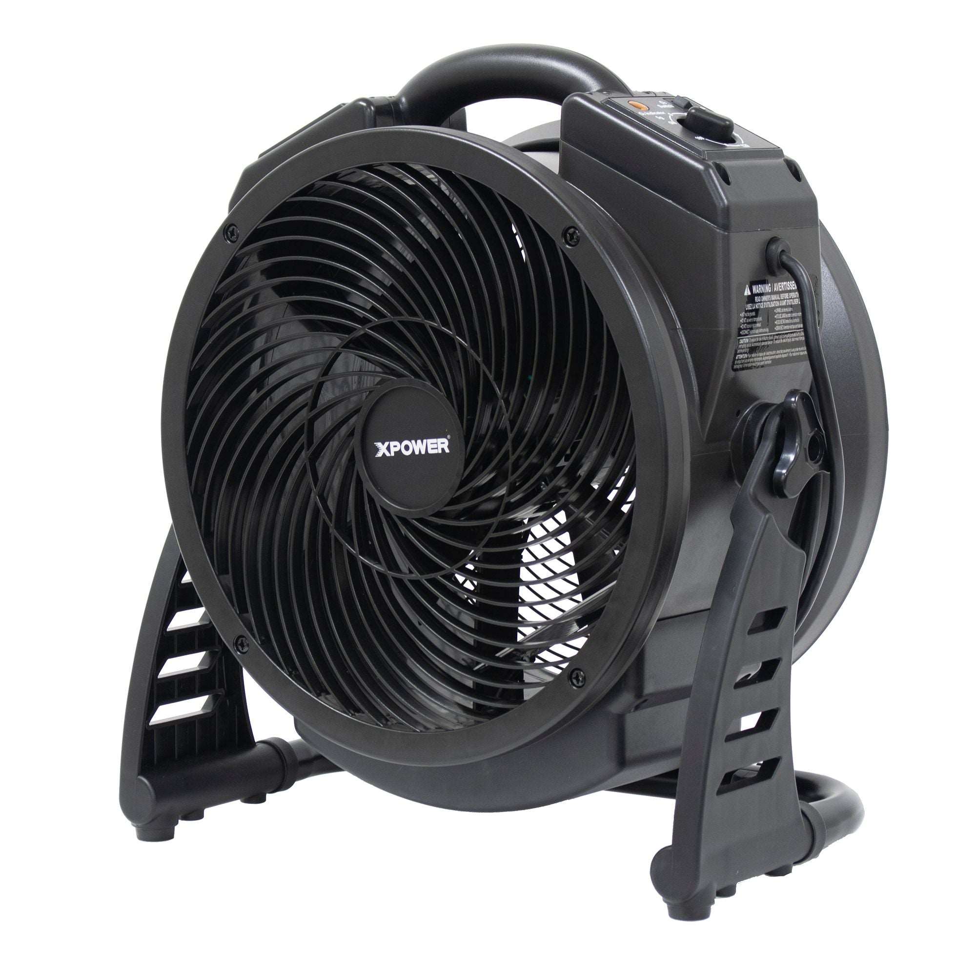 Dark Slate Gray XPOWER M-25B Cordless Rechargeable Variable Speed Sealed Brushless DC Motor Axial Air Mover with Ozone Generator