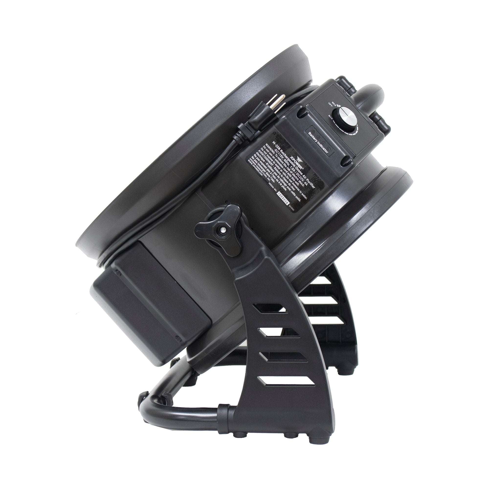 Dark Slate Gray XPOWER M-25B Cordless Rechargeable Variable Speed Sealed Brushless DC Motor Axial Air Mover with Ozone Generator