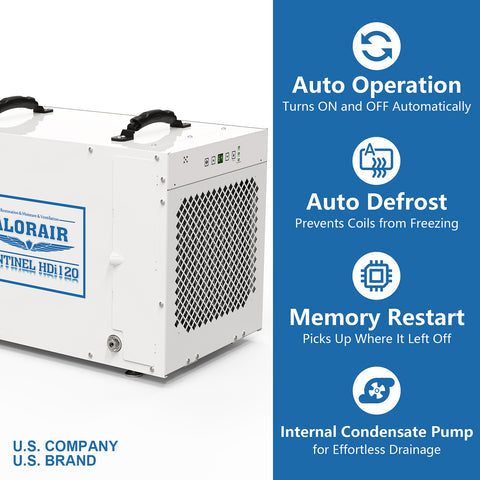 Steel Blue AlorAir Sentinel HDi120 Whole House Dehumidifier