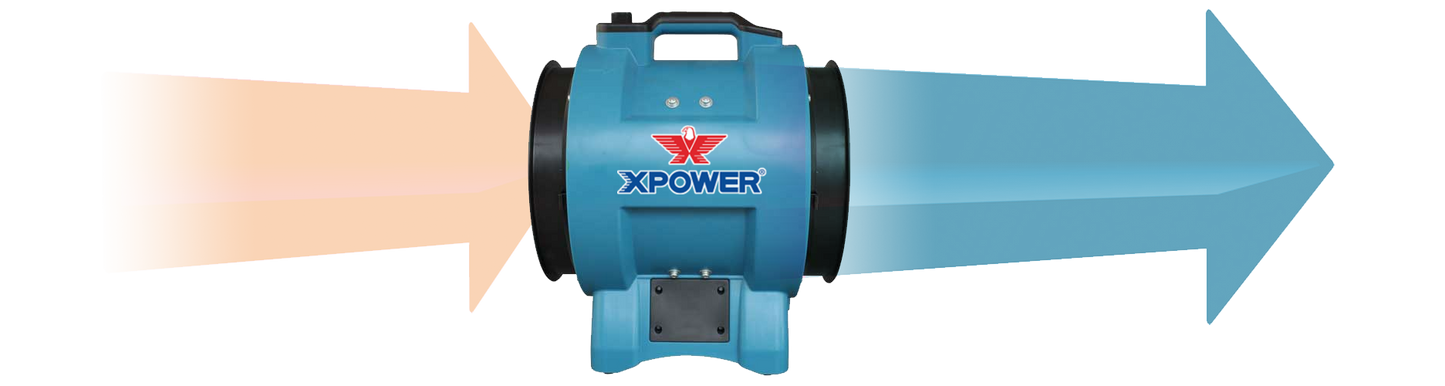 Steel Blue XPOWER X-8 Variable Speed 8" Diameter Industrial Confined Space Ventilator Fan