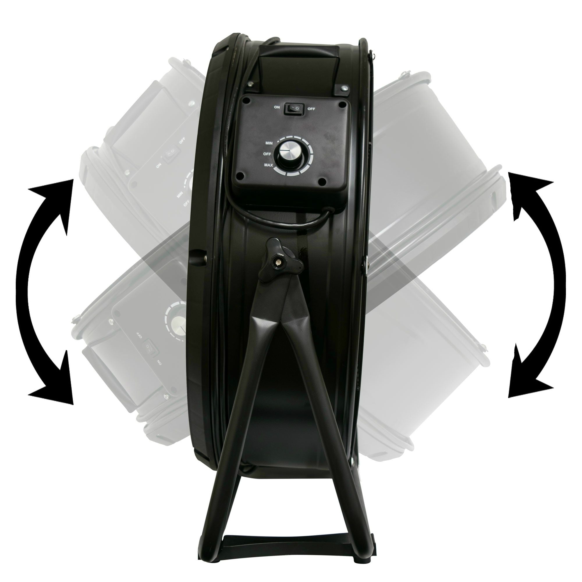 Black XPOWER FD-630D 1/2 HP 5800 CFM 1.8 Amps Variable Speed Enclosed Brushless DC Motor High Velocity 24” Drum Fan