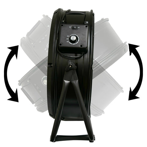 Black XPOWER FD-630D 1/2 HP 5800 CFM 1.8 Amps Variable Speed Enclosed Brushless DC Motor High Velocity 24” Drum Fan